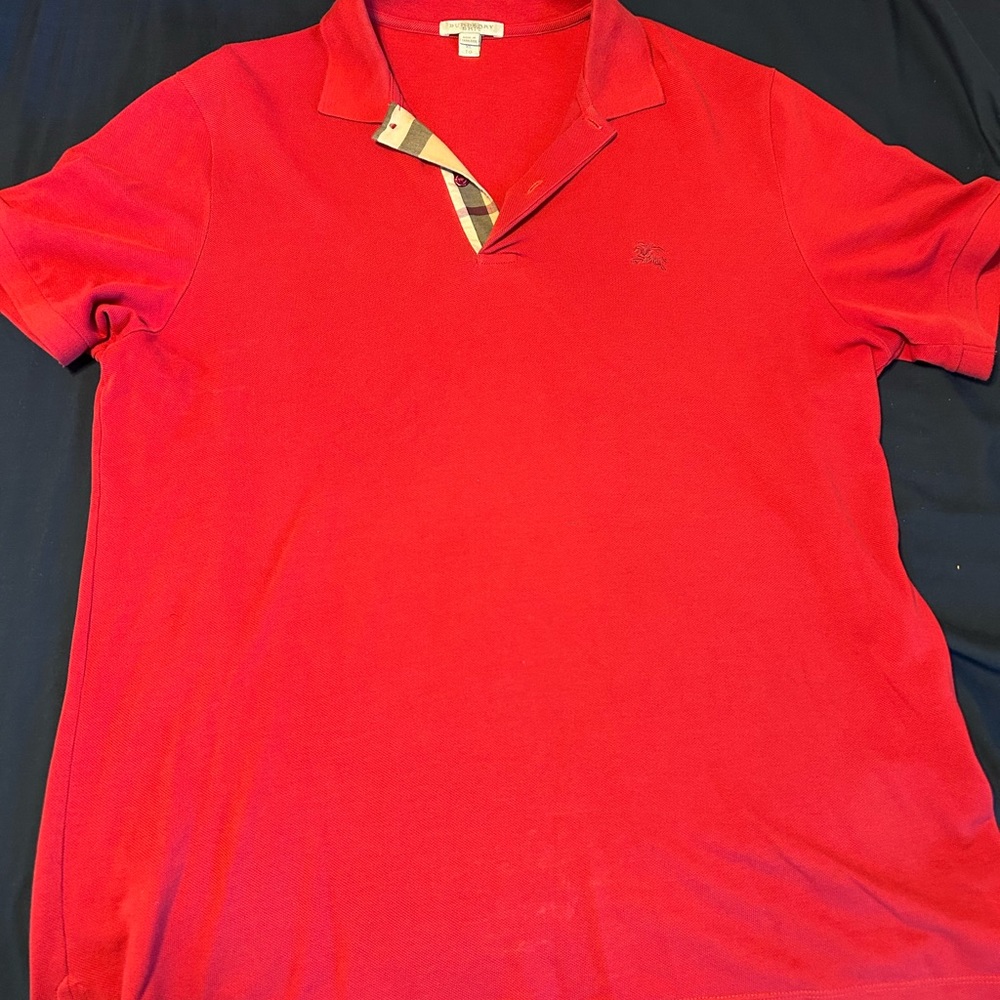 Burberry Red Polo Shirt with Check Collar